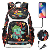 Pokemon Bulbasaur USB Charging Backpack School NoteBook Laptop Travel Bags
